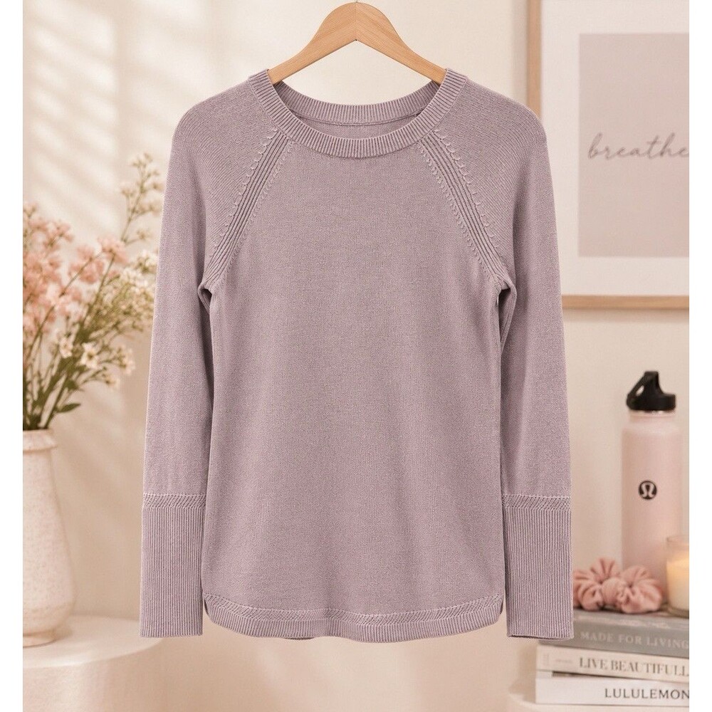 lululemon Women’s Purple Knit Crewneck Raglan Ribbed Pullover Sweater M